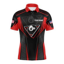Load image into Gallery viewer, Black And Red Billiard Ball Pool Men Polo &amp; 1/4-Zip Shirt Custom 8 Ball 3D Billiards Jerseys NYN2451