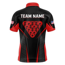 Load image into Gallery viewer, Black And Red Billiard Ball Pool Men Polo &amp; 1/4-Zip Shirt Custom 8 Ball 3D Billiards Jerseys NYN2451