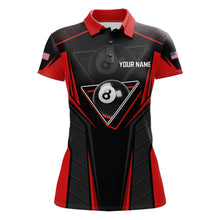 Load image into Gallery viewer, Black And Red Billiard Ball Pool Women Polo &amp; 1/4-Zip Shirt Custom 8 Ball 3D Billiards Jerseys NYN2451