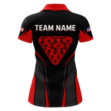 Load image into Gallery viewer, Black And Red Billiard Ball Pool Women Polo &amp; 1/4-Zip Shirt Custom 8 Ball 3D Billiards Jerseys NYN2451