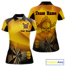 Load image into Gallery viewer, Women's Personalized Dart Shirts With Fire Skull And Yellow Darts Theme NYN0256