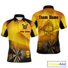 Load image into Gallery viewer, Men's Personalized Dart Shirts With Fire Skull And Yellow Darts Theme NYN0256