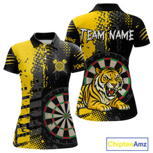 Load image into Gallery viewer, Women's Custom Darts Shirt With Fierce Tiger And Yellow Grunge Splatter NYN0258