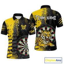 Load image into Gallery viewer, Men's Custom Darts Shirt With Fierce Tiger And Yellow Grunge Splatter NYN0258