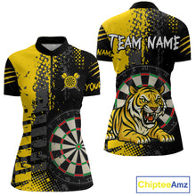 Load image into Gallery viewer, Women's Custom Darts Shirt With Fierce Tiger And Yellow Grunge Splatter NYN0258