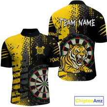Load image into Gallery viewer, Men's Custom Darts Shirt With Fierce Tiger And Yellow Grunge Splatter NYN0258