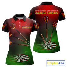 Load image into Gallery viewer, Women’s Personalized Darts Shirts With Multi-Color Dartboard And Flame Dart Arrows NYN0260