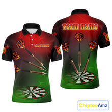 Load image into Gallery viewer, Men’s Personalized Darts Shirts With Multi-Color Dartboard And Flame Dart Arrows NYN0260
