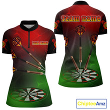 Load image into Gallery viewer, Women’s Personalized Darts Shirts With Multi-Color Dartboard And Flame Dart Arrows NYN0260