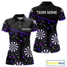 Load image into Gallery viewer, Women's Custom Darts Shirt With Purple-Black Dartboard And Arrows Pattern NYN0264