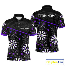 Load image into Gallery viewer, Men's Custom Darts Shirt With Purple-Black Dartboard And Arrows Pattern NYN0264