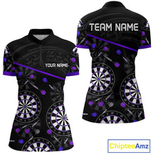 Load image into Gallery viewer, Women's Custom Darts Shirt With Purple-Black Dartboard And Arrows Pattern NYN0264