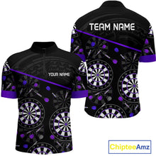 Load image into Gallery viewer, Men's Custom Darts Shirt With Purple-Black Dartboard And Arrows Pattern NYN0264