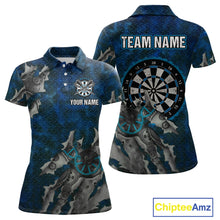 Load image into Gallery viewer, Grunge Dartboard Tear Women's Darts Shirt Polo Jersey Custom Name For Players NYN0736