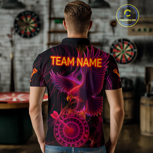 Purple Neon Eagle Dartboard Custom Darts Polo Shirt For Men - Darts Team Jersey NYN0741
