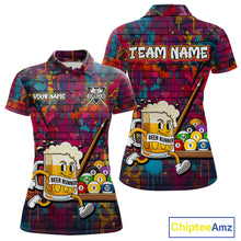 Load image into Gallery viewer, Funny Beer Play Pool 8 Ball Women's Billiard Team Shirt Custom Colorful Splatter Billiard Attire NYN2476