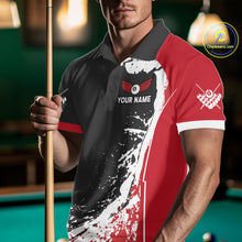Load image into Gallery viewer, Funny Rooster Play Pool 8 Ball Men's Billiard Shirt Custom Billiard Polo &amp; 1/4 Zip Attire|Red NYN2478