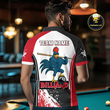 Load image into Gallery viewer, Funny Rooster Play Pool 8 Ball Men's Billiard Shirt Custom Billiard Polo &amp; 1/4 Zip Attire|Red NYN2478
