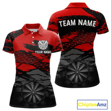 Load image into Gallery viewer, Personalized Dart Shirt For Women Red Grunge Texture &amp; Black Dartboard, Darts Jersey NYN0280