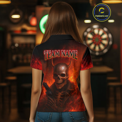 Flame Dartboard & Skull Flaming Darts Shirt For Men - Custom Dart Player Uniform NYN0529