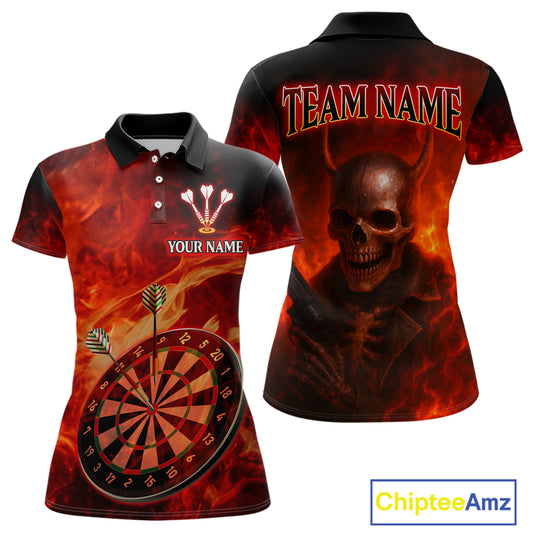 Flame Dartboard & Skull Flaming Darts Shirt For Men - Custom Dart Player Uniform NYN0529