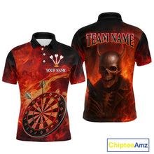 Load image into Gallery viewer, Flame Dartboard &amp; Skull Flaming Darts Shirt For Men - Custom Dart Player Uniform NYN0529