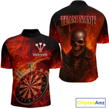 Load image into Gallery viewer, Flame Dartboard &amp; Skull Flaming Darts Shirt For Men - Custom Dart Player Uniform NYN0529