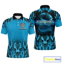 Load image into Gallery viewer, Lightning Navy Cobra &amp; Snake-Skin Darts Shirt For Men - Custom Dart Player Jersey NYN0532