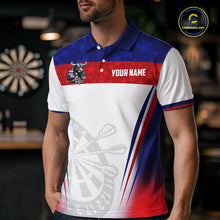 Load image into Gallery viewer, Man wearing patriotic bull dart shirt American flag dart uniform