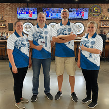 Load image into Gallery viewer, Personalized White And Blue Striped Leopard Darts Quarter-Zip Shirts For Men Dart Team Jerseys NYN2198