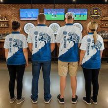 Load image into Gallery viewer, Personalized White And Blue Striped Leopard Darts Quarter-Zip Shirts For Men Dart Team Jerseys NYN2198