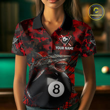 Load image into Gallery viewer, Horror Shark Play Pool 8 Ball Women's Billiard Team Shirt Custom Red Camouflage Billiard Attire NYN2499