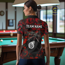 Load image into Gallery viewer, Horror Shark Play Pool 8 Ball Women's Billiard Team Shirt Custom Red Camouflage Billiard Attire NYN2499