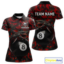 Load image into Gallery viewer, Horror Shark Play Pool 8 Ball Women's Billiard Team Shirt Custom Red Camouflage Billiard Attire NYN2499
