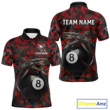 Load image into Gallery viewer, Horror Shark Play Pool 8 Ball Men's Billiard Team Shirt Custom Red Camouflage Billiard Attire NYN2499