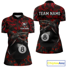 Load image into Gallery viewer, Horror Shark Play Pool 8 Ball Women's Billiard Team Shirt Custom Red Camouflage Billiard Attire NYN2499