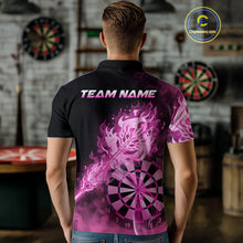 Load image into Gallery viewer, Custom Smoke Pink Fire Flaming Dart Arrow Men Darts Polo League Shirts Dart Team Jerseys NYN2213