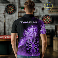 Load image into Gallery viewer, Custom Smoke Purple Fire Flaming Dart Arrow Men Darts Polo League Shirts Dart Team Jerseys NYN2214