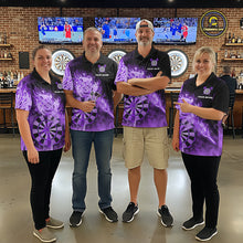 Load image into Gallery viewer, Custom Smoke Purple Fire Flaming Dart Arrow Men Darts Polo League Shirts Dart Team Jerseys NYN2214