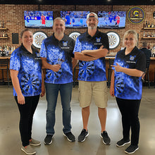 Load image into Gallery viewer, Custom Smoke Blue Fire Flaming Dart Arrow Men Darts Polo League Shirts Dart Team Jerseys NYN2215