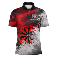 Load image into Gallery viewer, Custom Grey &amp; Red Grunge Paint Dartboard Darts Polo Shirt For Men Outfit Dart Team Jerseys NYN2509