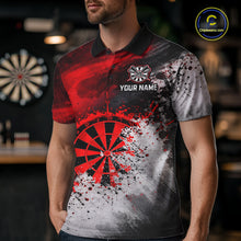 Load image into Gallery viewer, Custom Grey &amp; Red Grunge Paint Dartboard Darts Polo Shirt For Men Outfit Dart Team Jerseys NYN2509