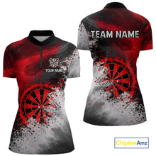 Load image into Gallery viewer, Custom Grey &amp; Red Grunge Paint Dartboard Darts Quarter-Zip Shirt For Women Outfit Dart Team Jerseys NYN2509