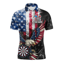 Load image into Gallery viewer, Smoking US Flag &amp; Eagle Dartboard Men Darts Polo Shirt Custom Patriotic Dart Team Jerseys NYN2511