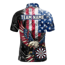 Load image into Gallery viewer, Smoking US Flag &amp; Eagle Dartboard Men Darts Polo Shirt Custom Patriotic Dart Team Jerseys NYN2511