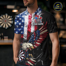 Load image into Gallery viewer, Smoking US Flag &amp; Eagle Dartboard Men Darts Polo Shirt Custom Patriotic Dart Team Jerseys NYN2511
