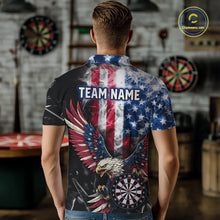 Load image into Gallery viewer, Smoking US Flag &amp; Eagle Dartboard Men Darts Polo Shirt Custom Patriotic Dart Team Jerseys NYN2511