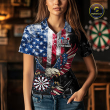 Load image into Gallery viewer, Smoking US Flag &amp; Eagle Dartboard Women Darts Polo Shirt Custom Patriotic Dart Team Jerseys NYN2511