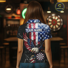Load image into Gallery viewer, Smoking US Flag &amp; Eagle Dartboard Women Darts Polo Shirt Custom Patriotic Dart Team Jerseys NYN2511