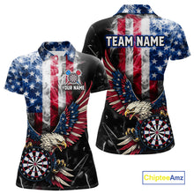 Load image into Gallery viewer, Smoking US Flag &amp; Eagle Dartboard Women Darts Polo Shirt Custom Patriotic Dart Team Jerseys NYN2511